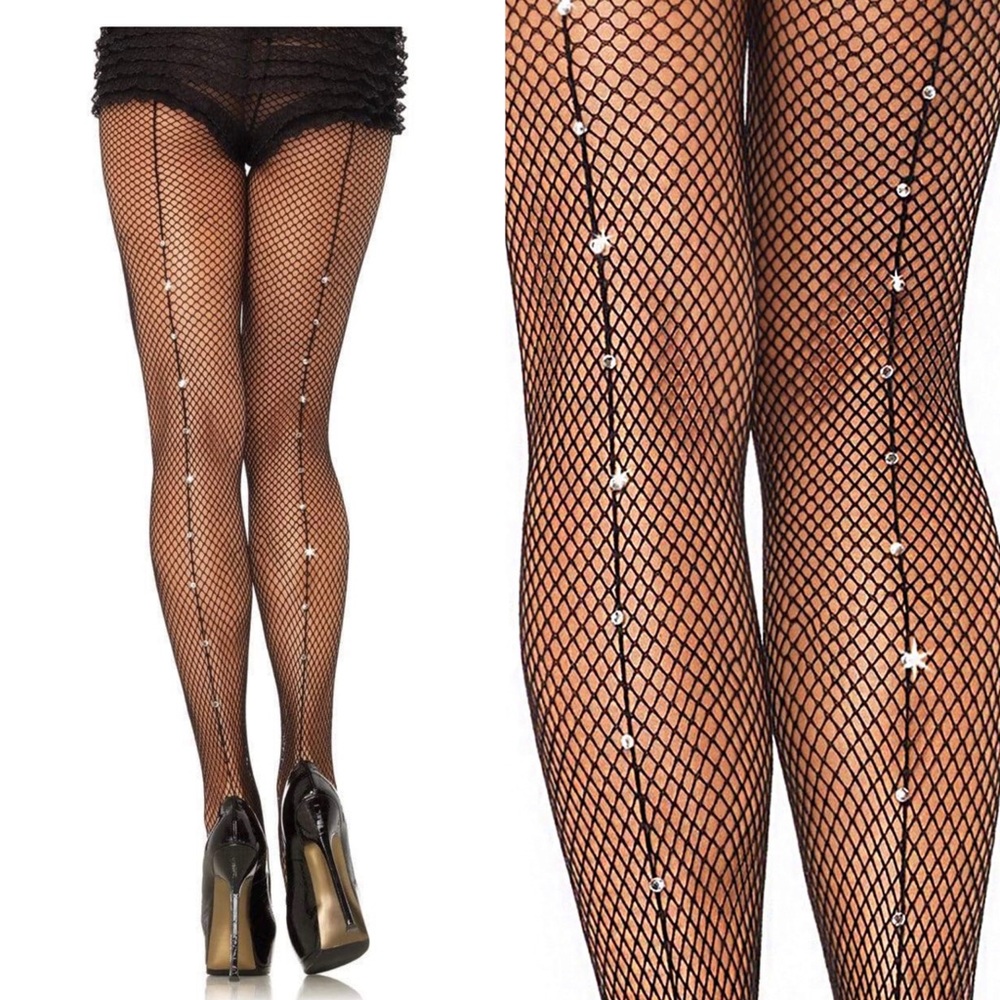 Black sparkly fishnet pantyhose